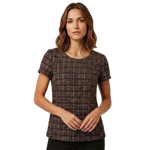 Banana Republic Black Tweed Textured Short Sleeve Top